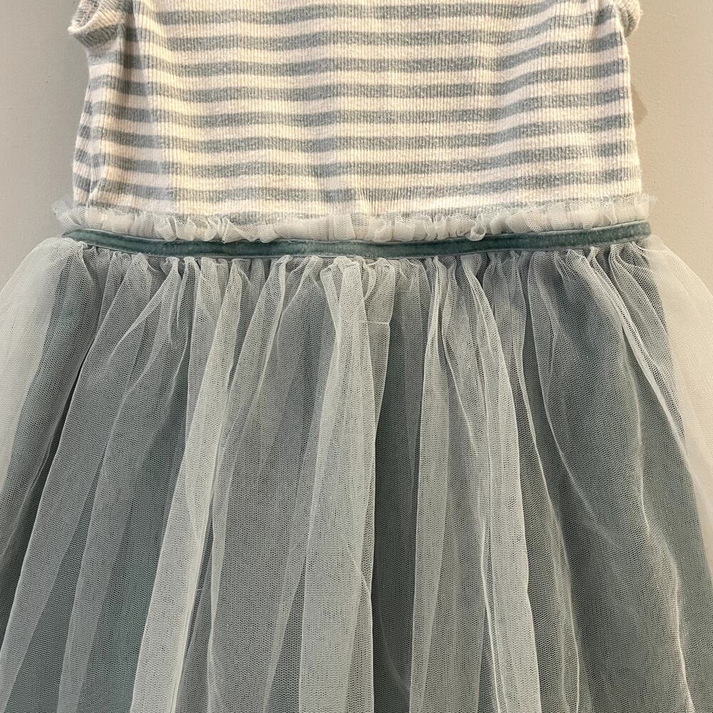 Mini Boden Jersey Tulle Mix Dress Party Twirl Trip Tropical Rain Green 4-5 Years - Picture 5 of 14